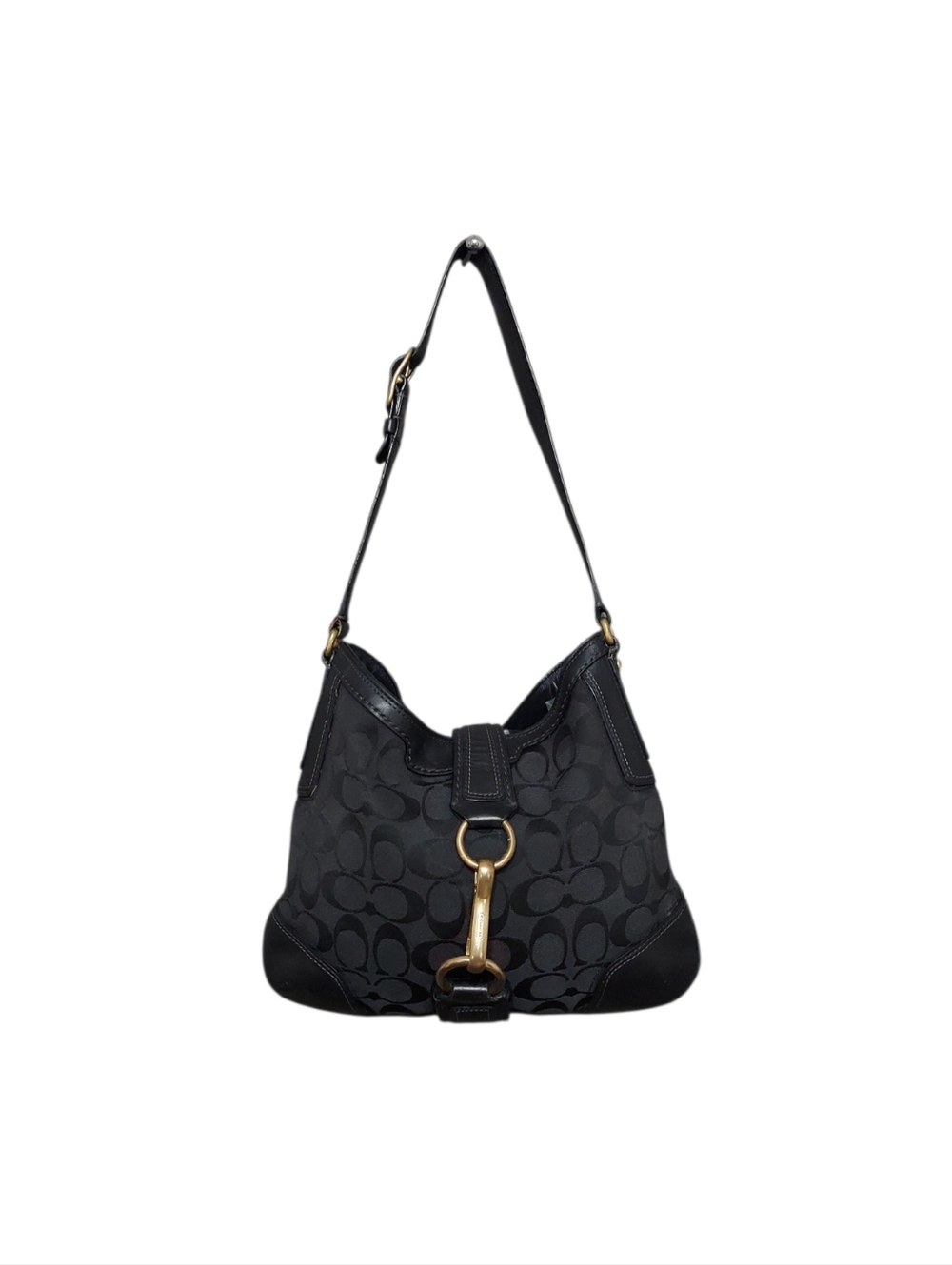 Coach Y2K Vintage 2000 Hamptons Signature Canvas & Leather Hobo Bag W/Brass